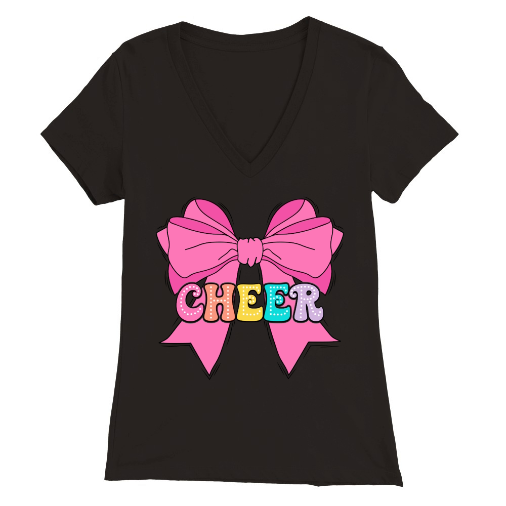 Cheer with bow 9 Premium Womens V-Neck T-shirt