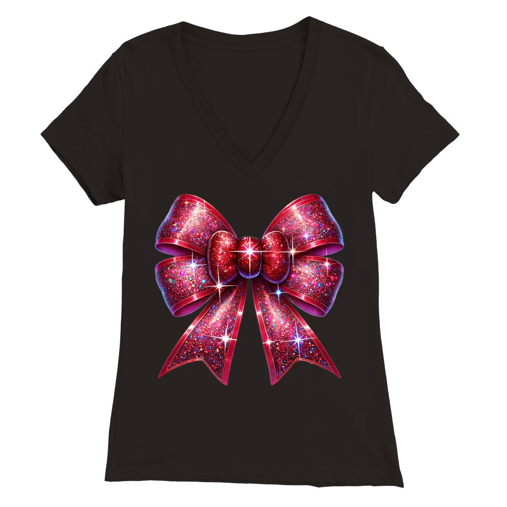 Christmas Coquette Bow 9 08 Premium Womens V-Neck T-shirt