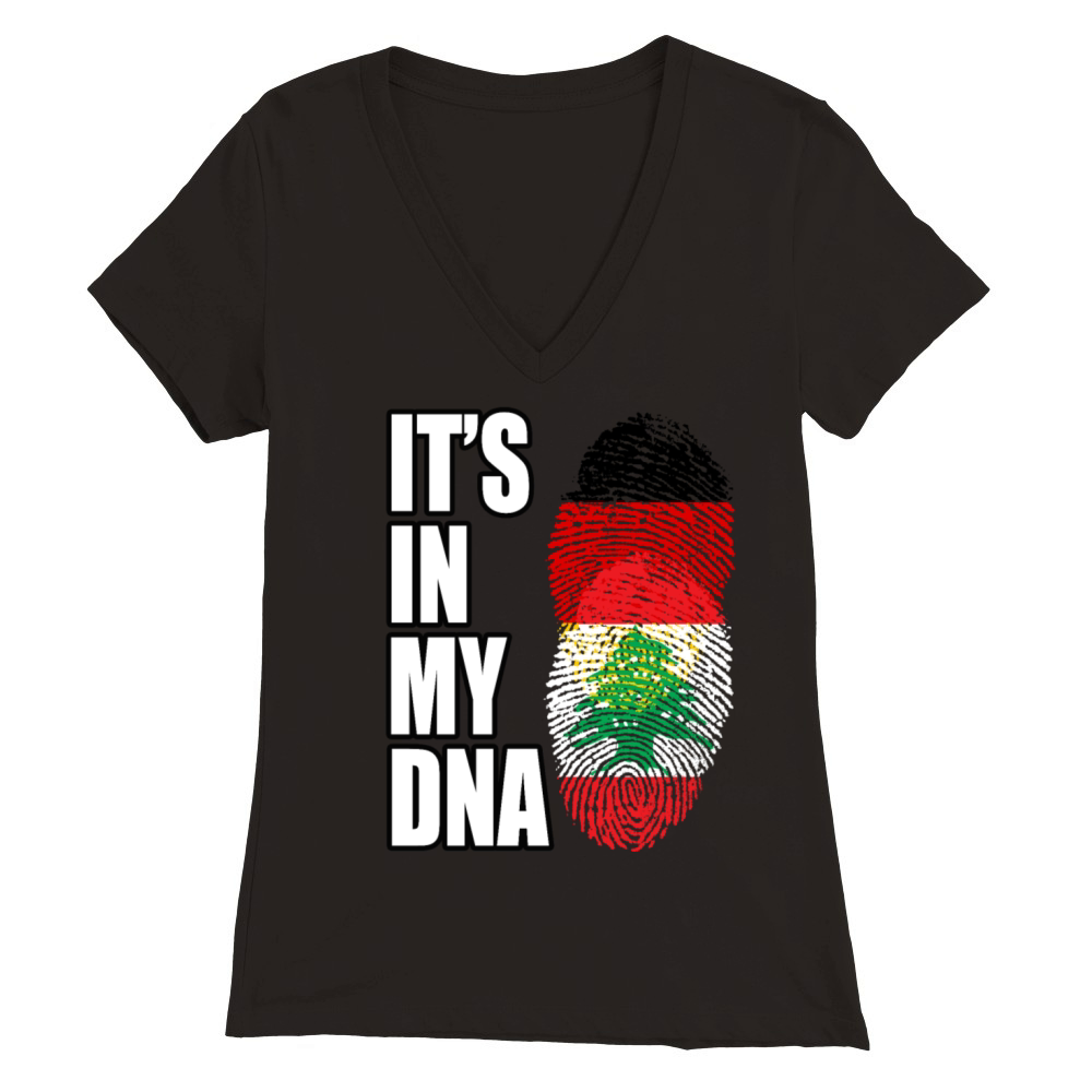 German And Lebanese Mix DNA Flag Heritage Premium Womens V-Neck T-shirt