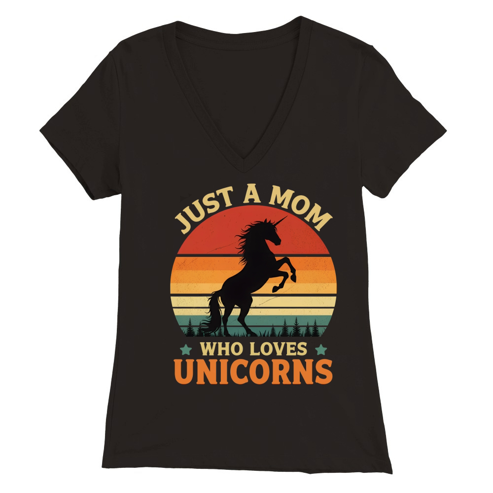 Just a mom who love unicorns Premium Womens V-Neck T-shirt