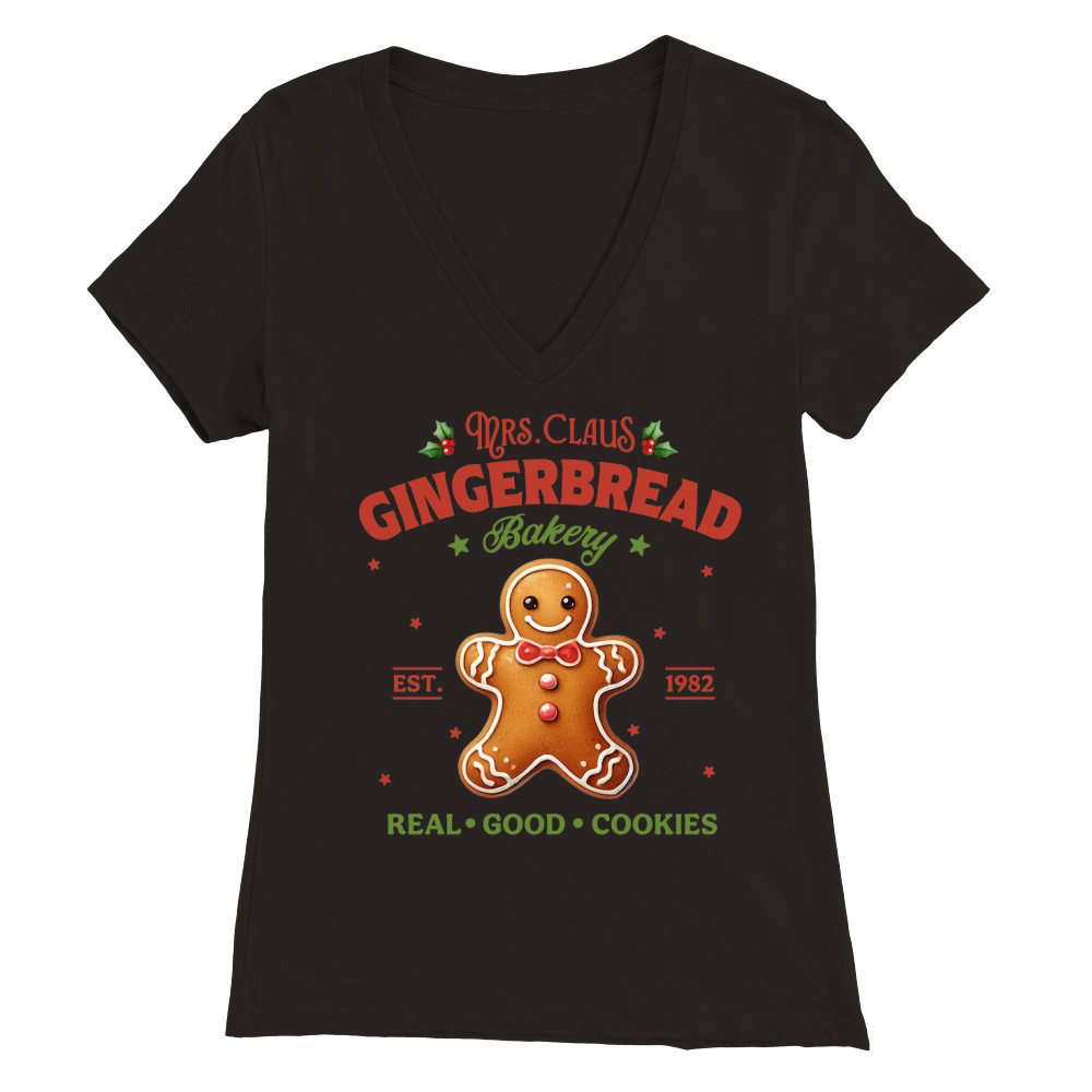 Mrs.Claus Gingerbread Bakery Premium Womens V-Neck T-shirt