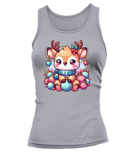 Cute Deer Christmas Watercolor Clipart3 Tank top Woman