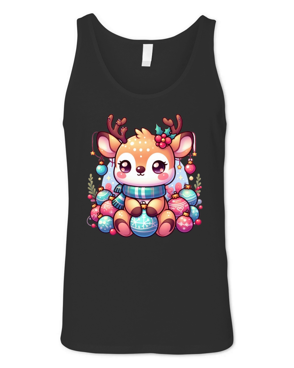 Cute Deer Christmas Watercolor Clipart3 Unisex Jersey Tank
