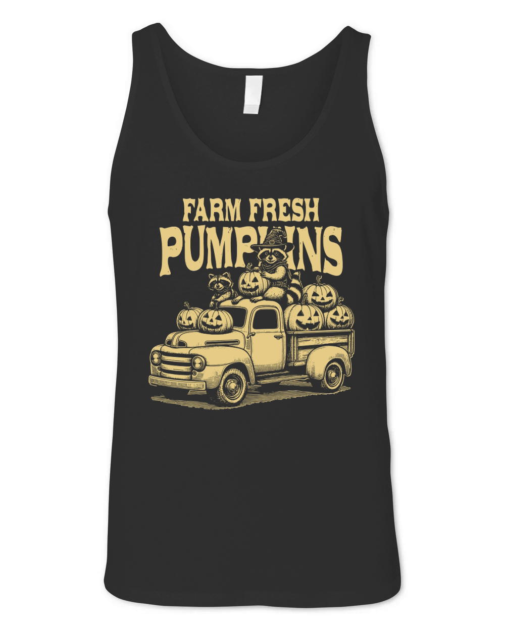 Farm fresh pumpkins Raccoon D Yellow Unisex Jersey Tank