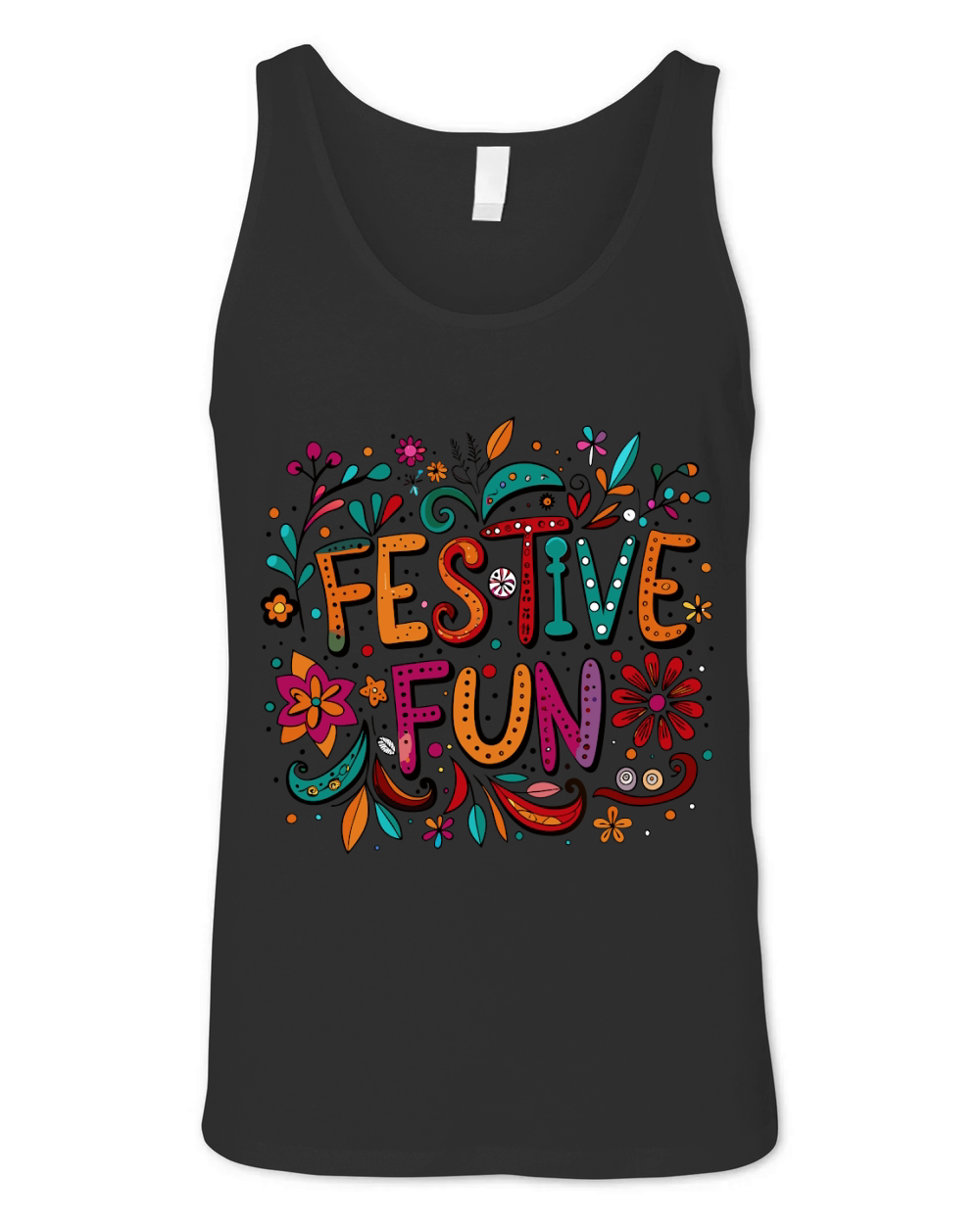 Festive Fun bright colors with playful doodles Unisex Jersey Tank