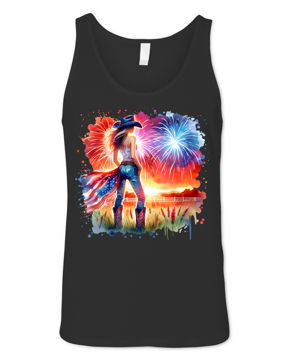 Watercolor Cowgirl 02 Unisex Jersey Tank
