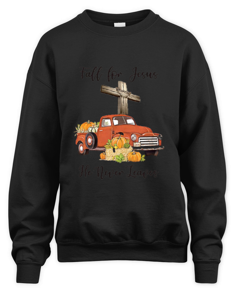 Fall for Jesus He Never Leaves Unisex Premium Crewneck Sweatshirt