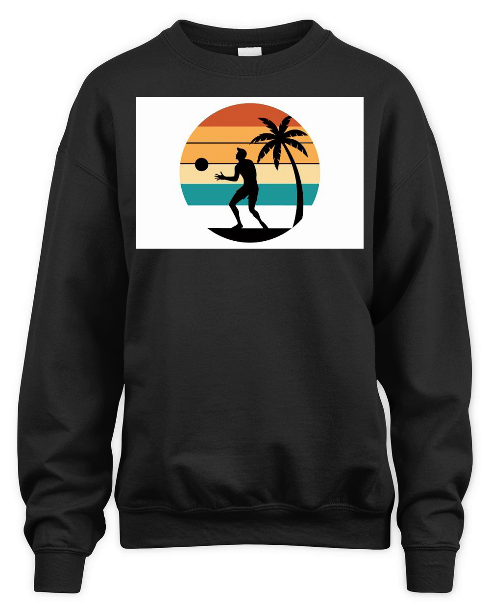 vibes t shirt design  black silhouette of volleyba (3) Unisex Premium Crewneck Sweatshirt