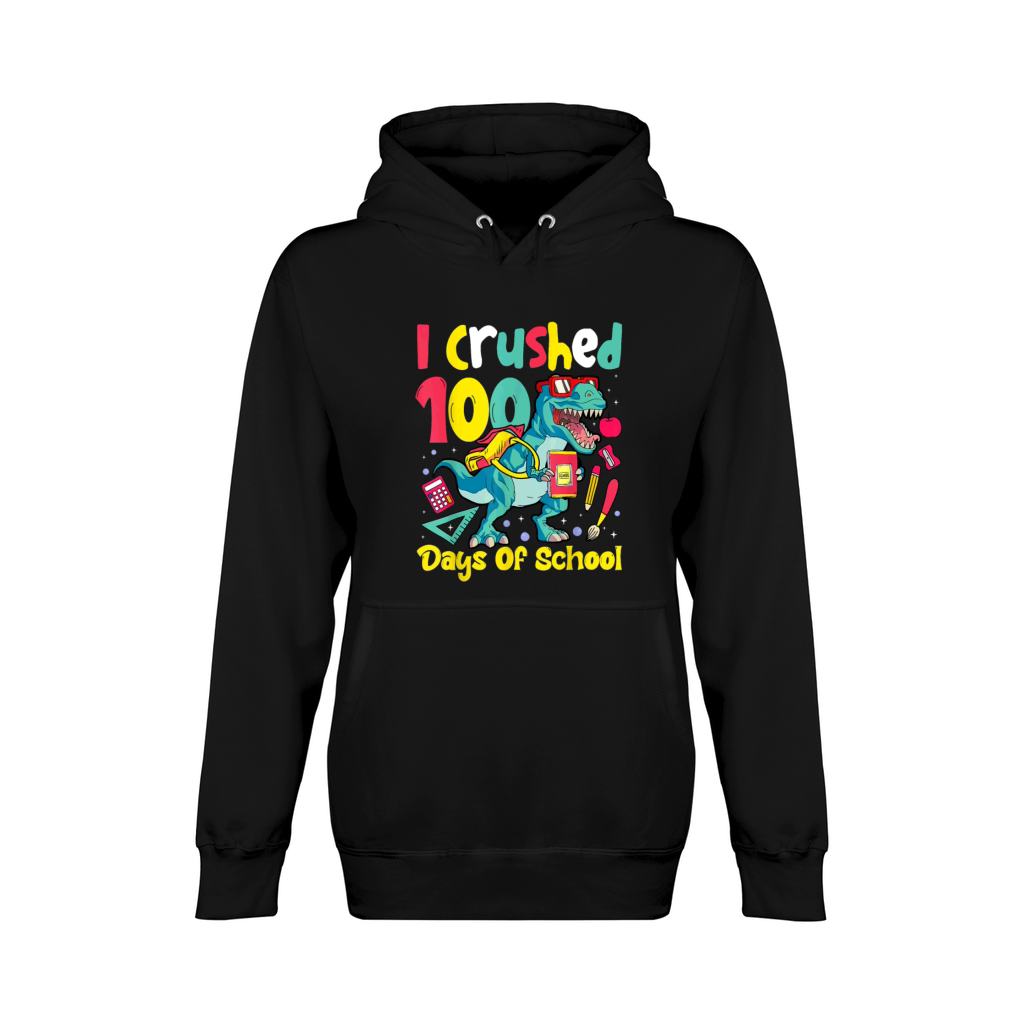 I Crushed 100 Days of School T Shirt Dinosaur Unisex Premium Pullover Hoodie
