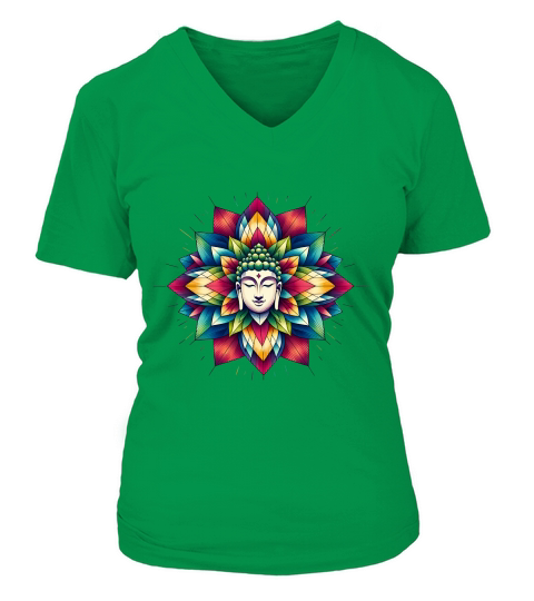 Buddha Mandala Face Yoga V-neck T-Shirt Woman