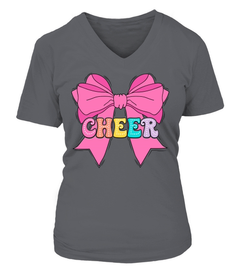 Cheer with bow 9 V-neck T-Shirt Woman