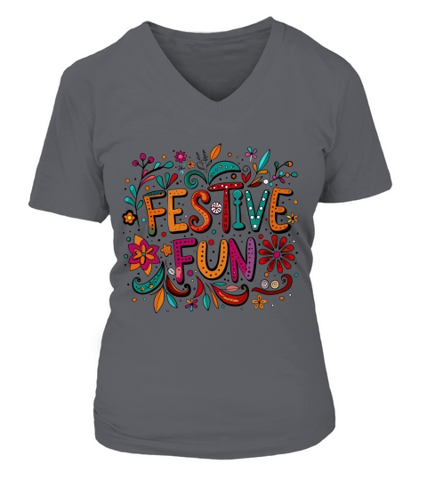 Festive Fun bright colors with playful doodles V-neck T-Shirt Woman