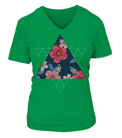 Geometric Flowers V-neck T-Shirt Woman