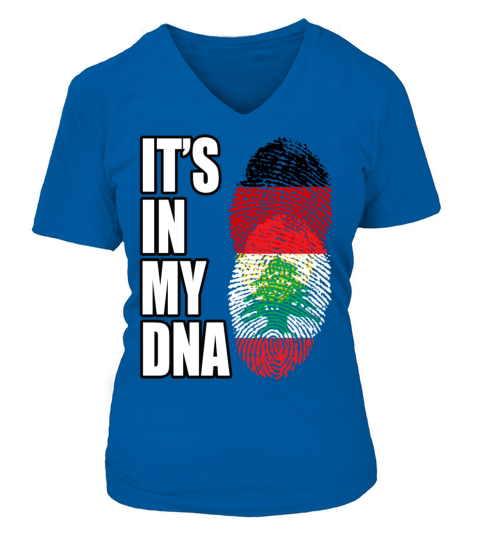 German And Lebanese Mix DNA Flag Heritage V-neck T-Shirt Woman