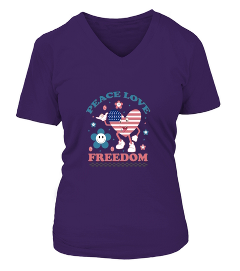 Peace Love Freedom 02 V-neck T-Shirt Woman