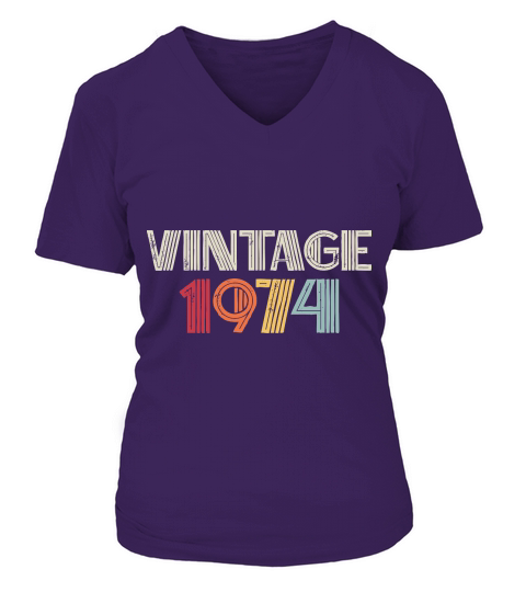 Vintage 1974 Birthday V-neck T-Shirt Woman