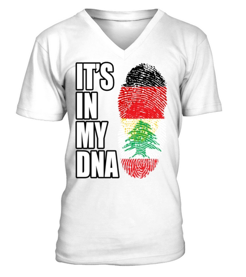 German And Lebanese Mix DNA Flag Heritage V-Neck T-shirt