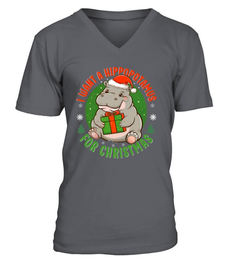 I want a hippopotamus for christmas V-Neck T-shirt