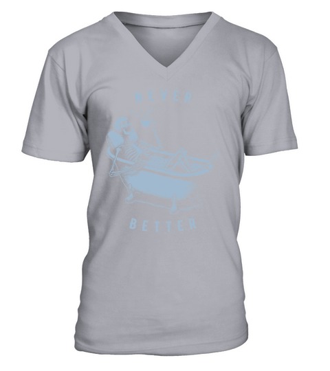 Never Better Skeleton In Bathtub D Grey V-Neck T-shirt
