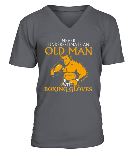 Never Underestimate an Old Man with Boxing Gloves V-Neck T-shirt