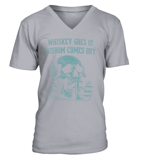 Skull Whiskey Goes In D RetroGreen GR V-Neck T-shirt