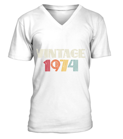 Vintage 1974 Birthday V-Neck T-shirt