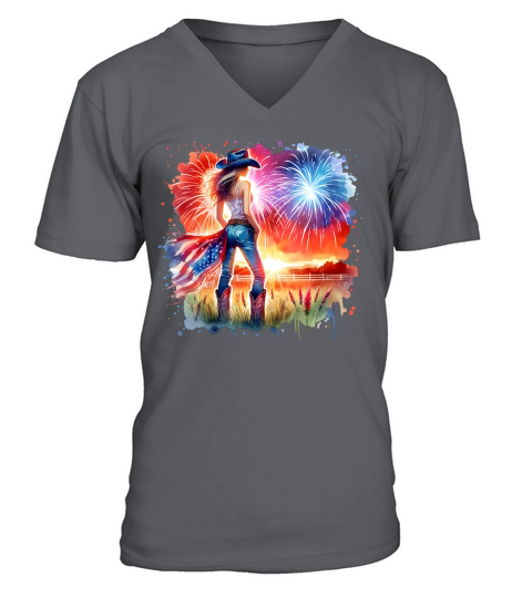 Watercolor Cowgirl 02 V-Neck T-shirt