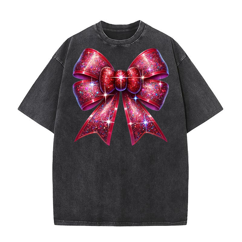Christmas Coquette Bow 9 08 Washed T-Shirt