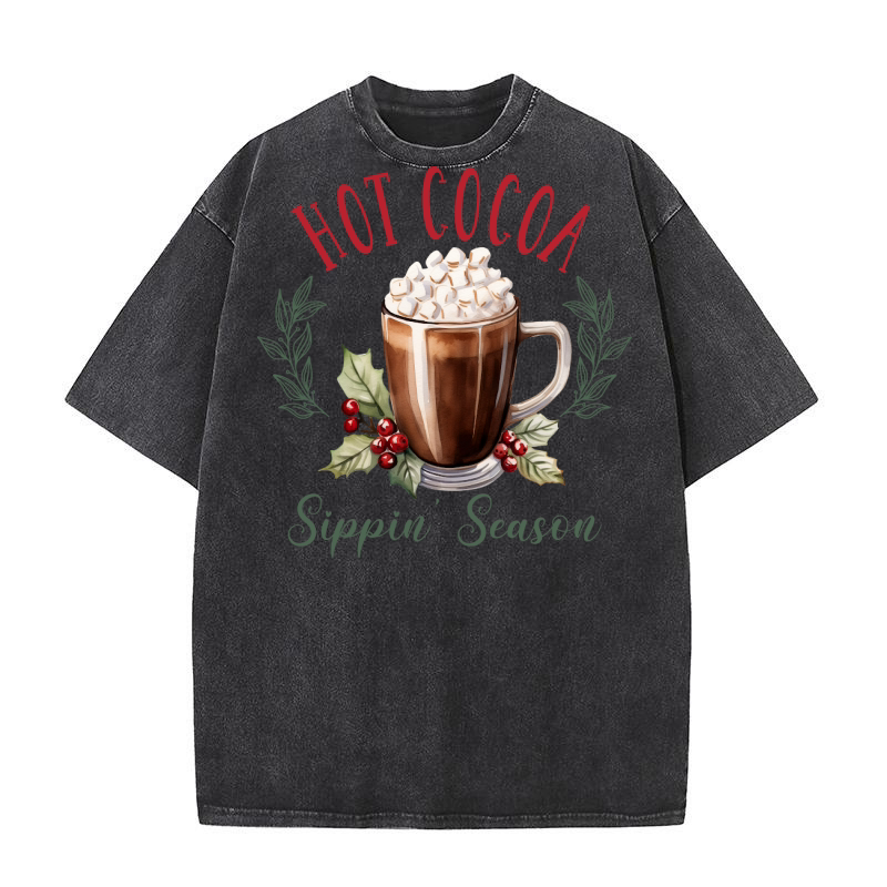 Christmas Hot cocoa Sippin season Washed T-Shirt