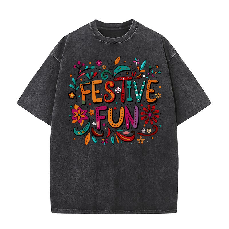 Festive Fun bright colors with playful doodles Washed T-Shirt