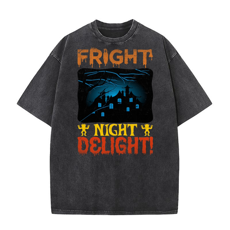 Fright night delight Halloween Washed T-Shirt