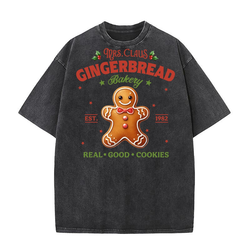 Mrs.Claus Gingerbread Bakery Washed T-Shirt