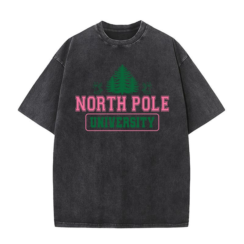 North Pole University Christmas 02 Washed T-Shirt