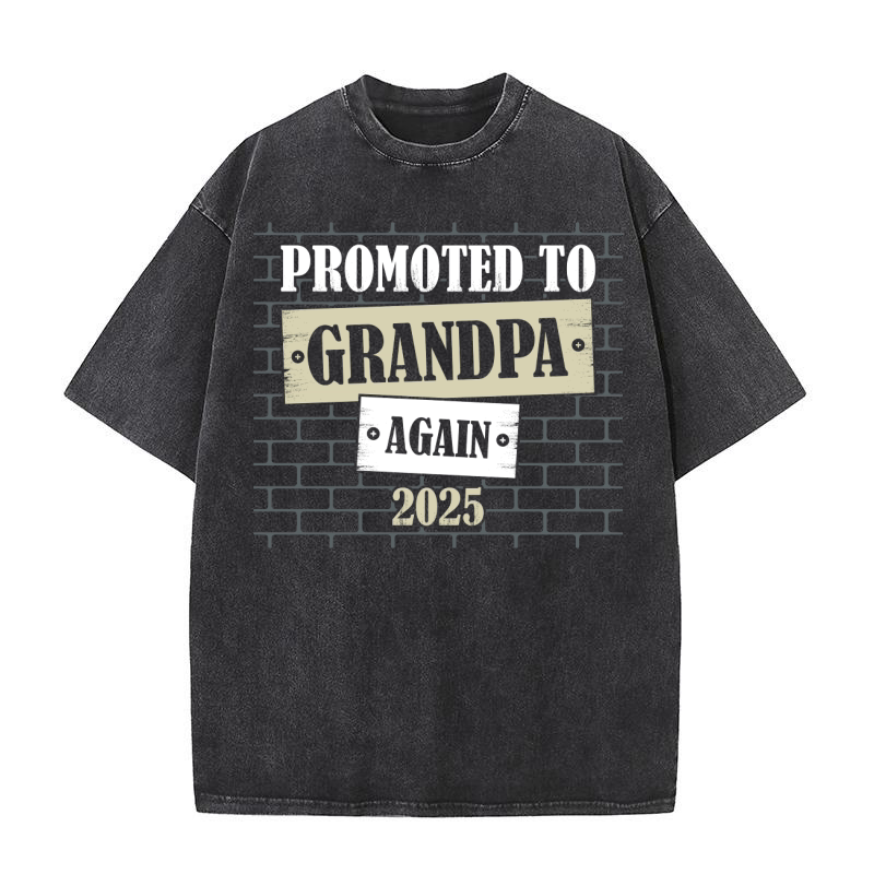 Promoted To Grandpa Again 2025 Washed T-Shirt