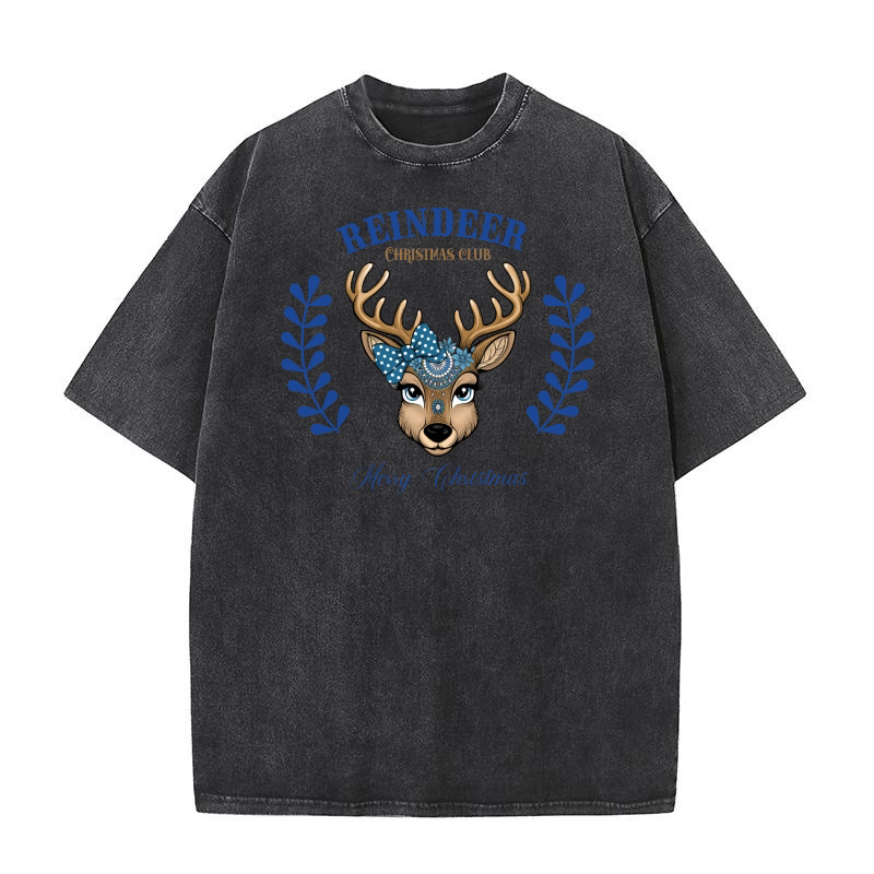Reindeer christmas club Merry Christmas 2 Washed T-Shirt