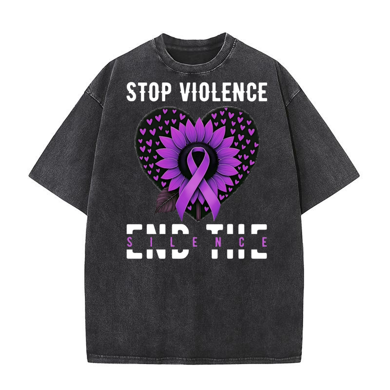 Stop violence end tlle silence Washed T-Shirt