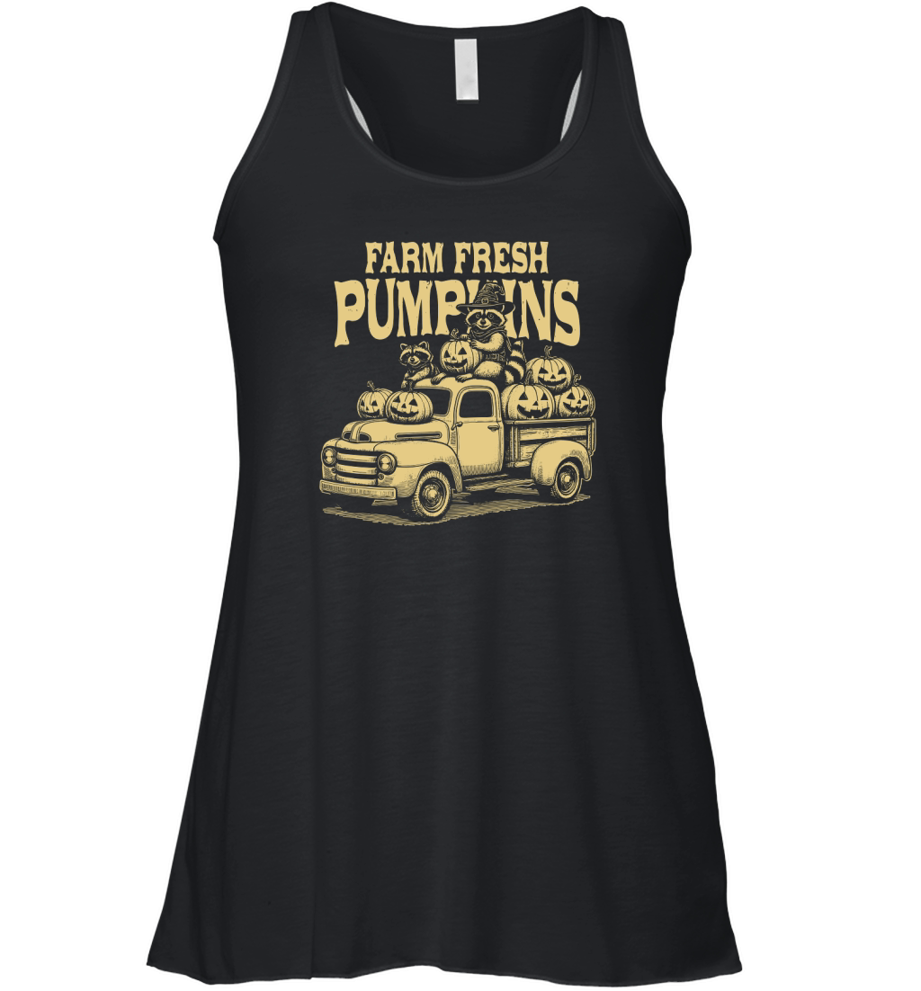 Farm fresh pumpkins Raccoon D Yellow Women's Flowy Tank Top