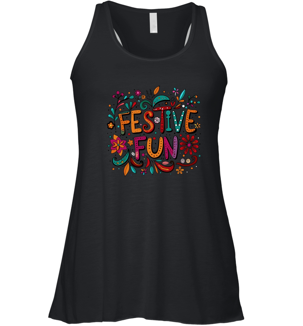 Festive Fun bright colors with playful doodles Women's Flowy Tank Top