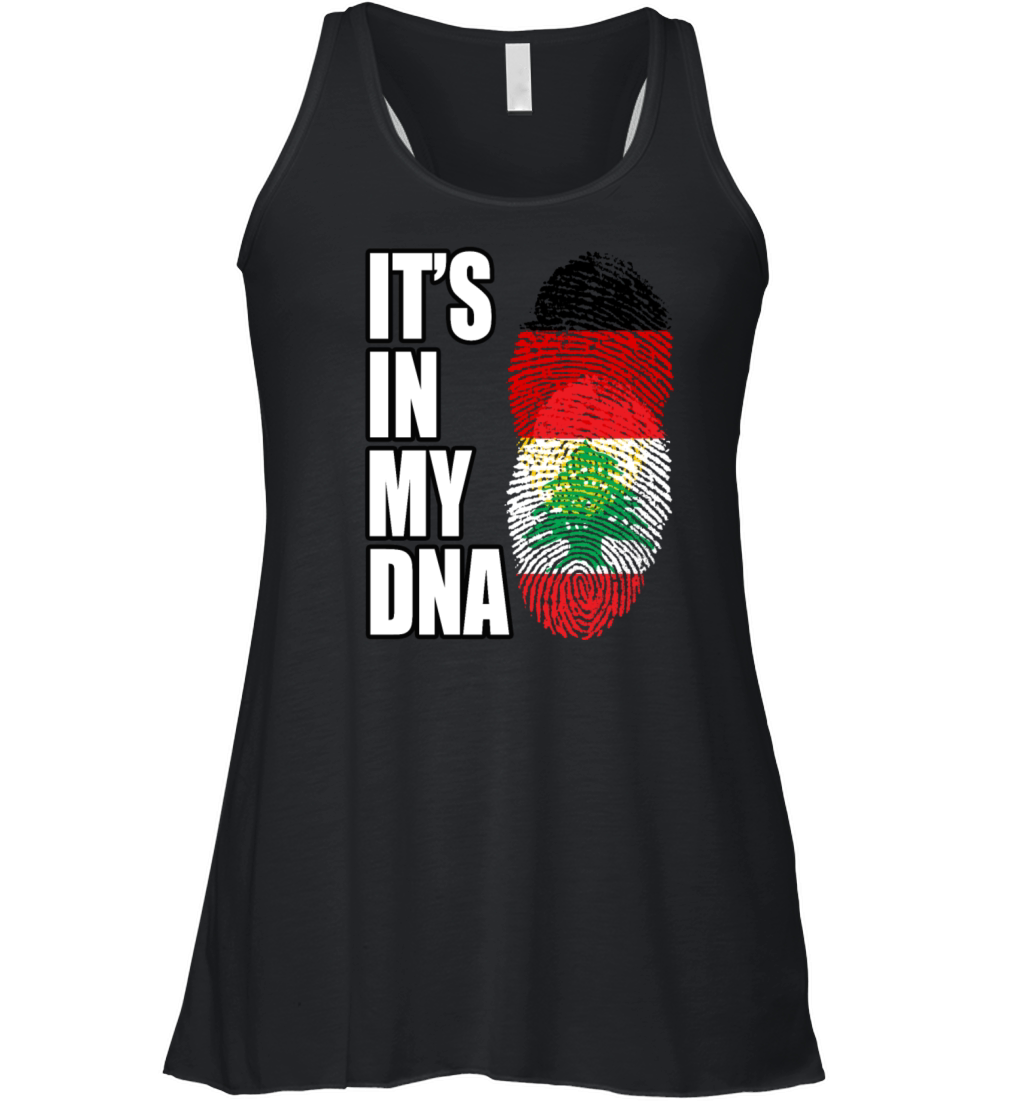 German And Lebanese Mix DNA Flag Heritage Women's Flowy Tank Top