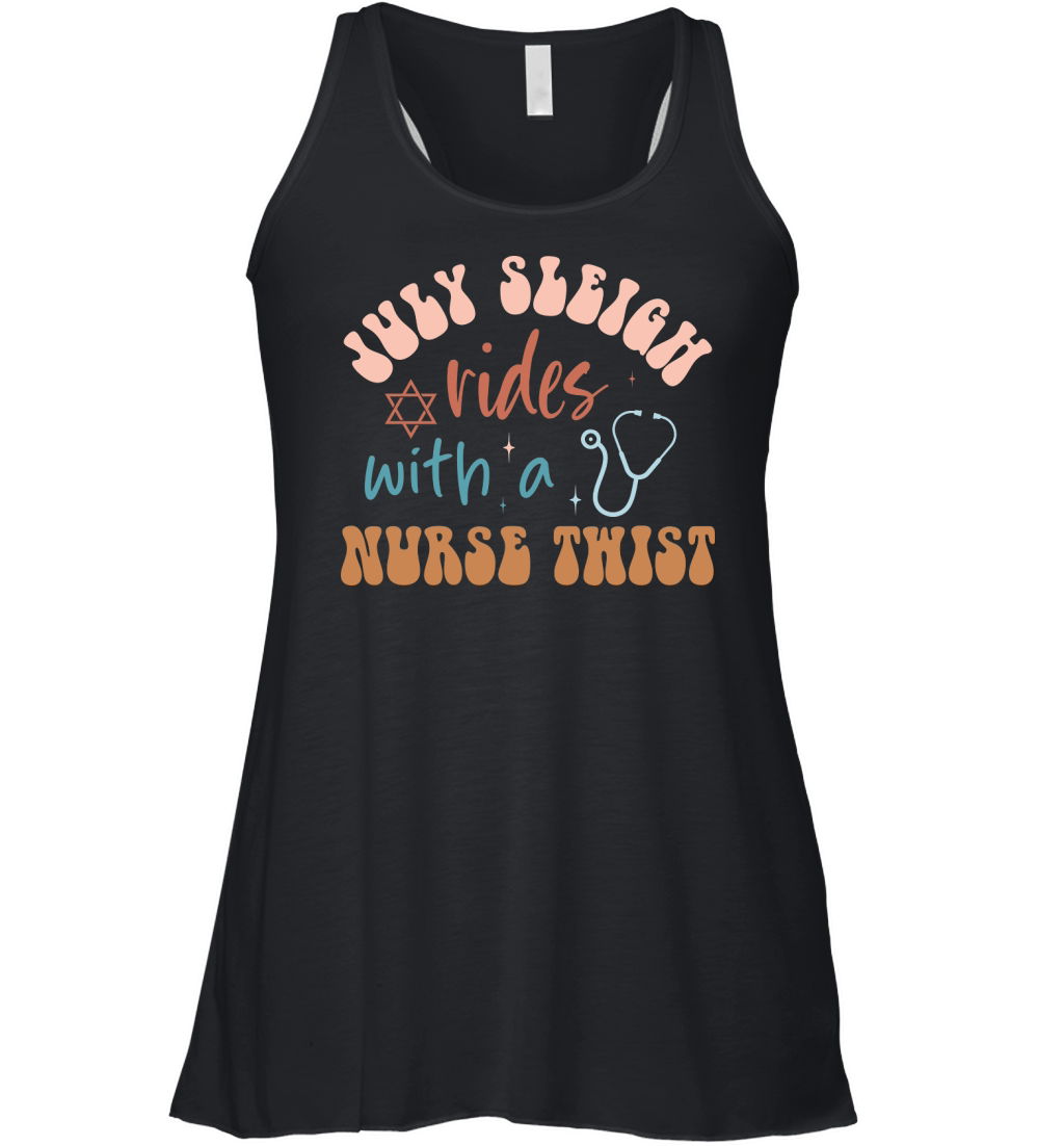 July sleigh rides with a nurse twist Women's Flowy Tank Top