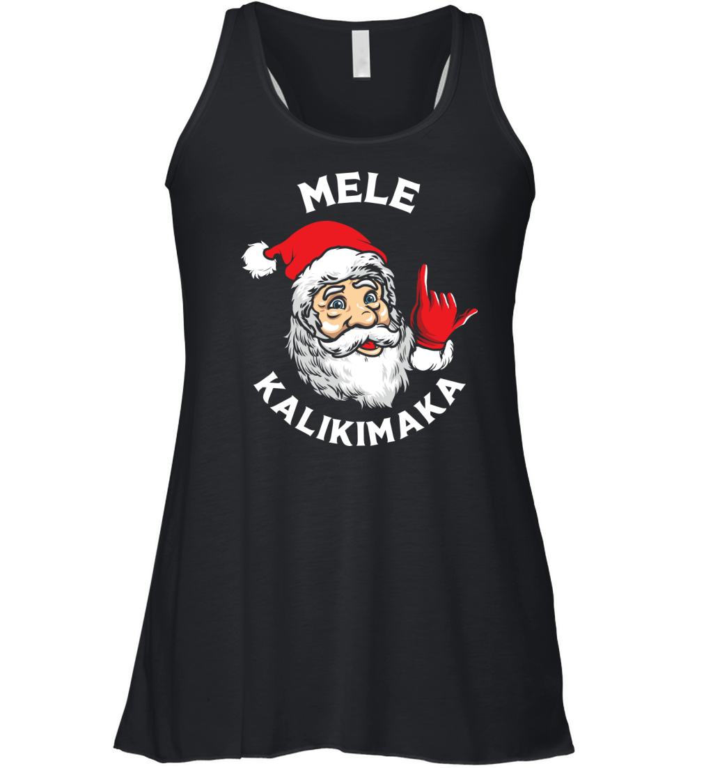 Retro Christmas Mele Kalikimaka Santa Claus Shaka Women's Flowy Tank Top