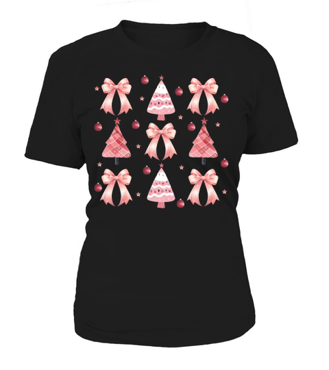 Christmas Pink Coquette Bow Santa Women's T-Shirt