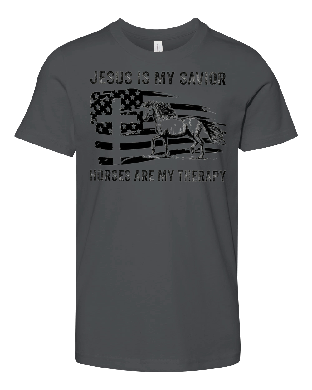 Jesus Is My Savior Horses Are My Therapy Youth Unisex Jersey Tee