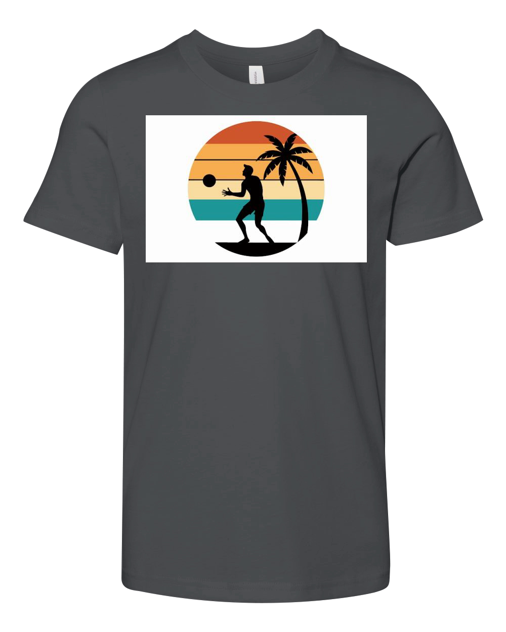 vibes t shirt design  black silhouette of volleyba (3) Youth Unisex Jersey Tee