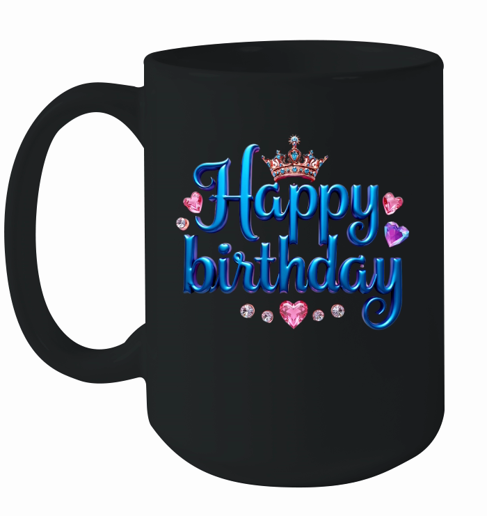 Colorful Metallic Happy Birthday Ceramic Mug
