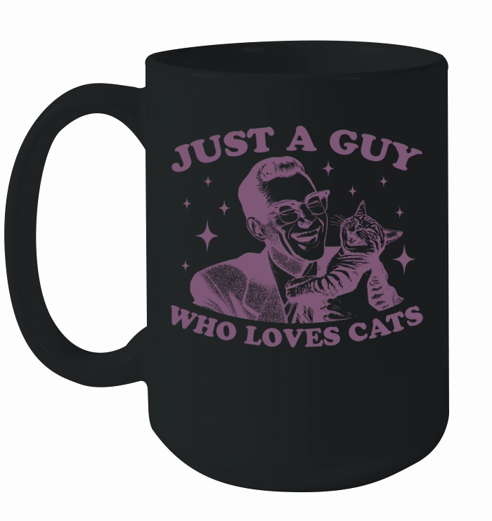 Just A Guy Who Loves Cats L Purple Ceramic Mug