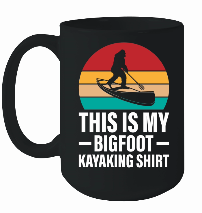 Retro Bigfoot Kayak Vintage Sasquatch Kayaking Ceramic Mug