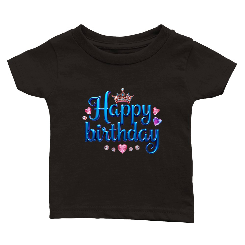 Colorful Metallic Happy Birthday Classic Baby Crewneck T-shirt