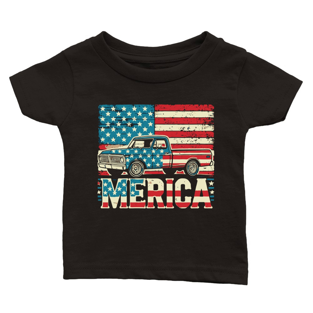 Merica Patriotic Truck Classic Baby Crewneck T-shirt