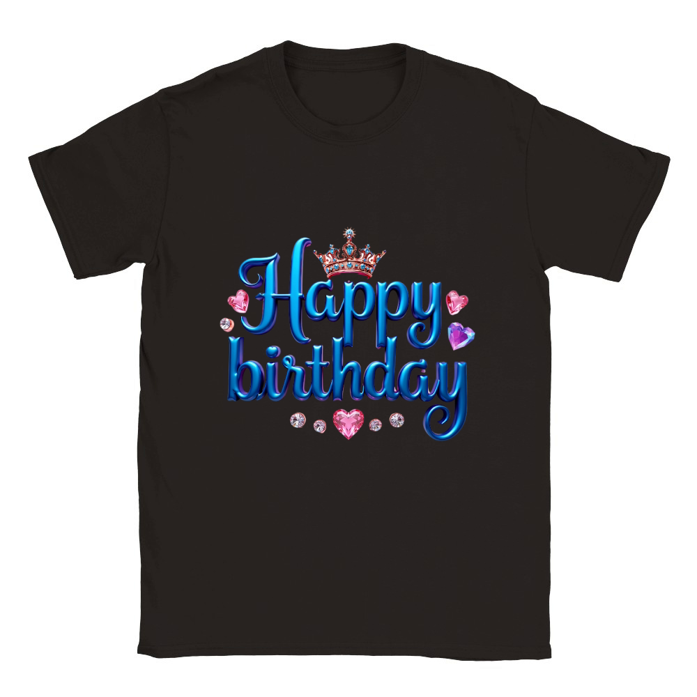 Colorful Metallic Happy Birthday Classic Kids Crewneck T-shirt